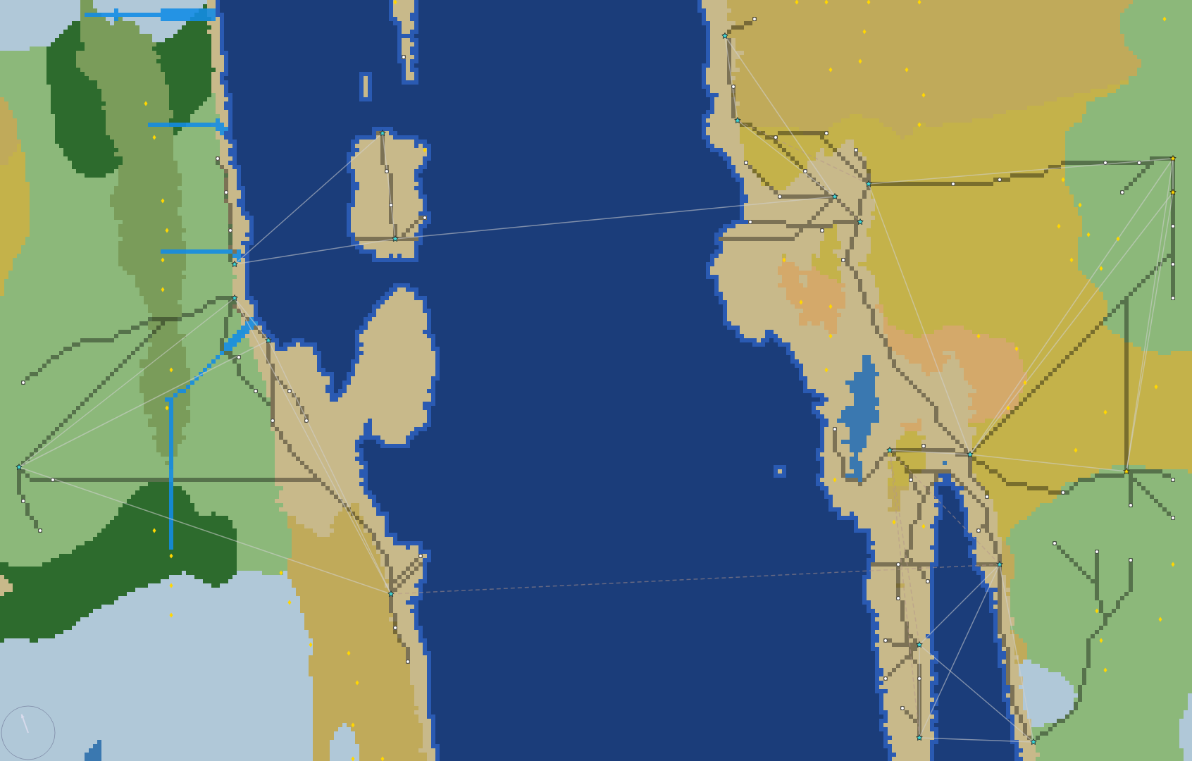 Generated world map - archipelago with ocean trade routes